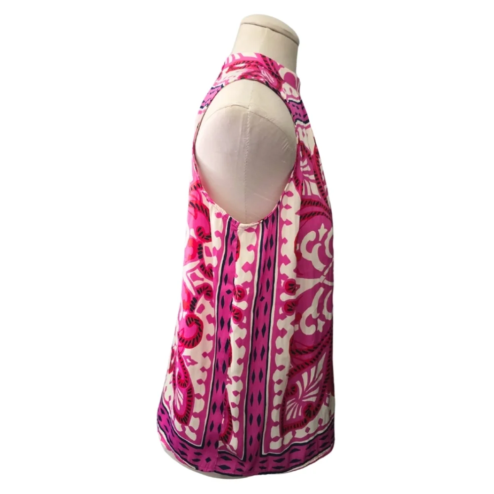 JOIE Pink Medallion Mandala Patterned Silky Tank Top Blouse Medium NWT
